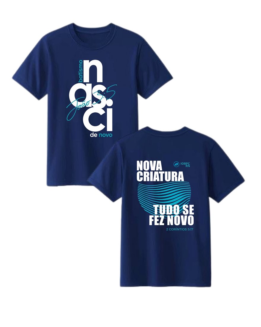 Camisa Batismo 2026 — frente e costas